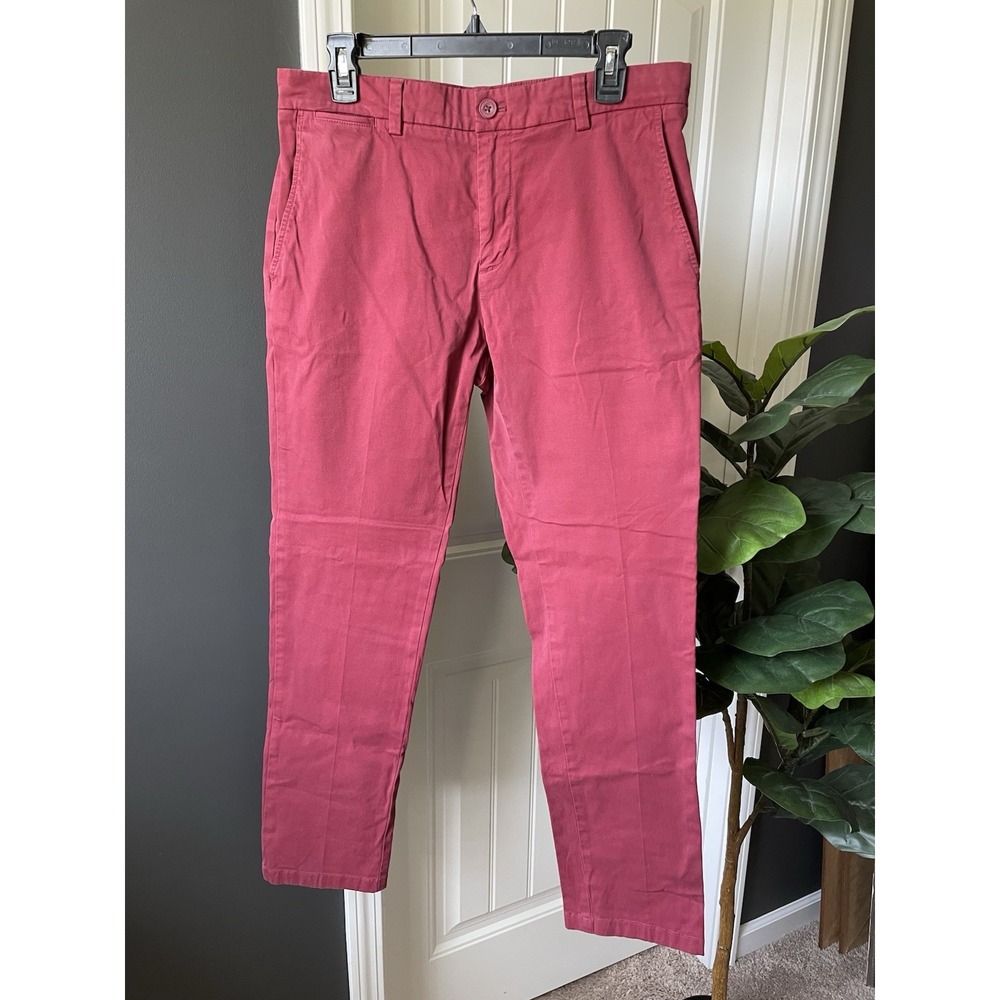 Vineyard Vines Slim Fit Breaker Pants Mens 32x32 Chino Stretch Golf Maroon *Read